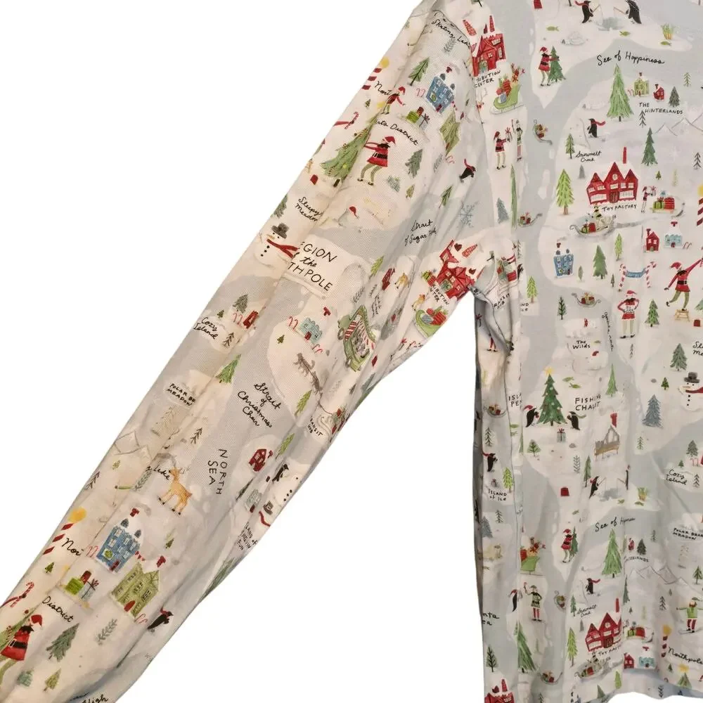 Pottery Barn Big Kids Two Piece Christmas Holiday Pajama Set Large North Pole